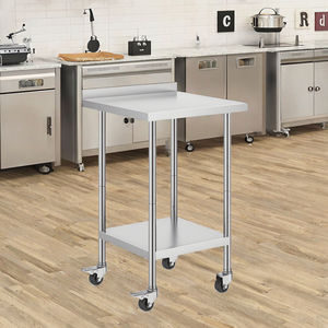 Прочный коммерческий рабочий стол из нержавеющей стали для кухни ресторана с нижней полкой, сертифицированный NSF, нагрузка до 300 кг/м² - Product Image 3