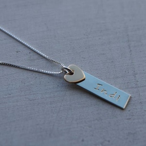 MECYLIFE-Collar personalizado de plata con abalorio de corazón, joyería estampada a mano, regalo personalizado de metal mixto - Product Image 3