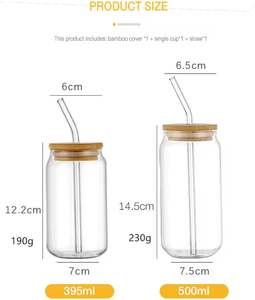 Série de tasses en verre de fabricants, tasse à café en verre borosilicate de haute qualité, tasse en verre avec couvercle en bambou et paille - Product Image 3
