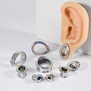 Gouttelettes de coquille de couleur mélangée transfrontalière cuivre oreillette perforation acier diamant Flash bouchon <span class=keywords><strong>d</strong></span>'<span class=keywords><strong>oreille</strong></span> Membrane bijoux de mode 6mm - Product Image 2