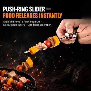 เหล็กเสียบ<span class=keywords><strong>ย่าง</strong></span>บาร์บีคิวสแตนเลส 430 พร้อมตัวเลื่อน 35 ซม. ใบมีดแบนหนา 1.8 มม. สำหรับ<span class=keywords><strong>ย่าง</strong></span>เนื้อ ปลา ลูกชิ้น ผัก ใช้ซ้ำได้ - Product Image 4