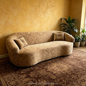 Sofá de tela minimalista F084 con forma ondulada, textura geométrica en relieve, sofá de salón para interiores, mueble de sofá para el hogar. - Product Image 1