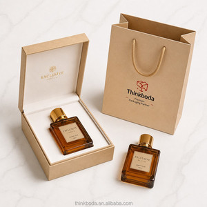 Boîte Cadeau <span class=keywords><strong>de</strong></span> Parfum Professionnelle Personnalisée en Similicuir Marron avec Emblème Doré, Couvercle à Charnière, Étui Rigide 100ml – Emballage Haut <span class=keywords><strong>de</strong></span> Gamme - Product Image 3