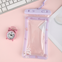 Sac de téléphone portable étanche en PVC transparent de dessin animé mignon lanière de poche étui de téléphone portable universel extérieur résistant à l'eau