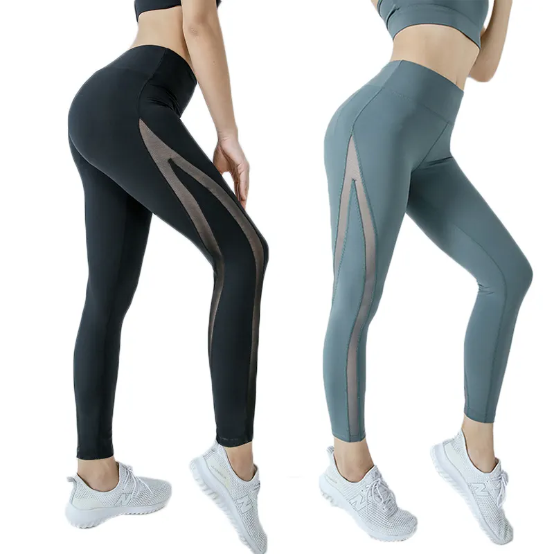 Ghette Delle Donne di Modo Solido Sexy a Vita Alta Skinny Pantaloni di Fitness Maglia Nudo Yoga Leggins