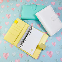 Agenda en cuir PU GF, couleur macaron, format A5 A6, classeur à 6 anneaux, carnet à feuilles mobiles pour la planification au bureau et à l'école