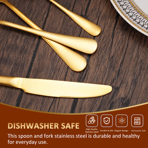 Conjunto de talheres de aço inoxidável, 48 unidades, com caixa de madeira, faca de ouro, garfo, colher, utensílios de cozinha, restaurantes - Product Image 3