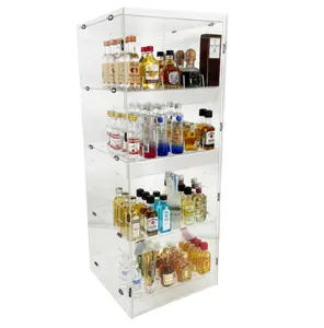 Yageli atacado personalizado mini caixa de acrílico, caixa de exibição de garrafas de licor de acrílico em miniatura para barra