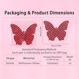 Cache-tétons adhésifs sans bretelles pour femme, motif papillon à paillettes, jetables, sexy, pour soirée - Product Image 3