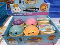 Jouet Squishy en forme de Dim Sum (boulette vapeur) mignon, en TPR, avec paillettes, anti-stress, jouet à presser pour enfants, cadeau anti-anxiété