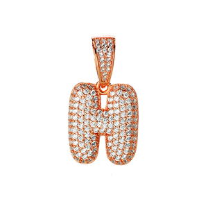 Collana con ciondolo lettera iniziale placcata oro 18 carati con nome personalizzato Hip Hop Bling Cz - Product Image 5