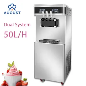 2023 Новое поступление, двойная система, автоматическая машина для приготовления мороженого для замороженного йогурта, машина для приготовления мягкого мороженого для продажи