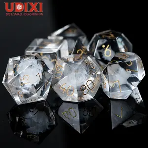 Udixi Glass Dice custom logo RPG Dungeons and Dragons 7PCs Polyhedral Dice Set