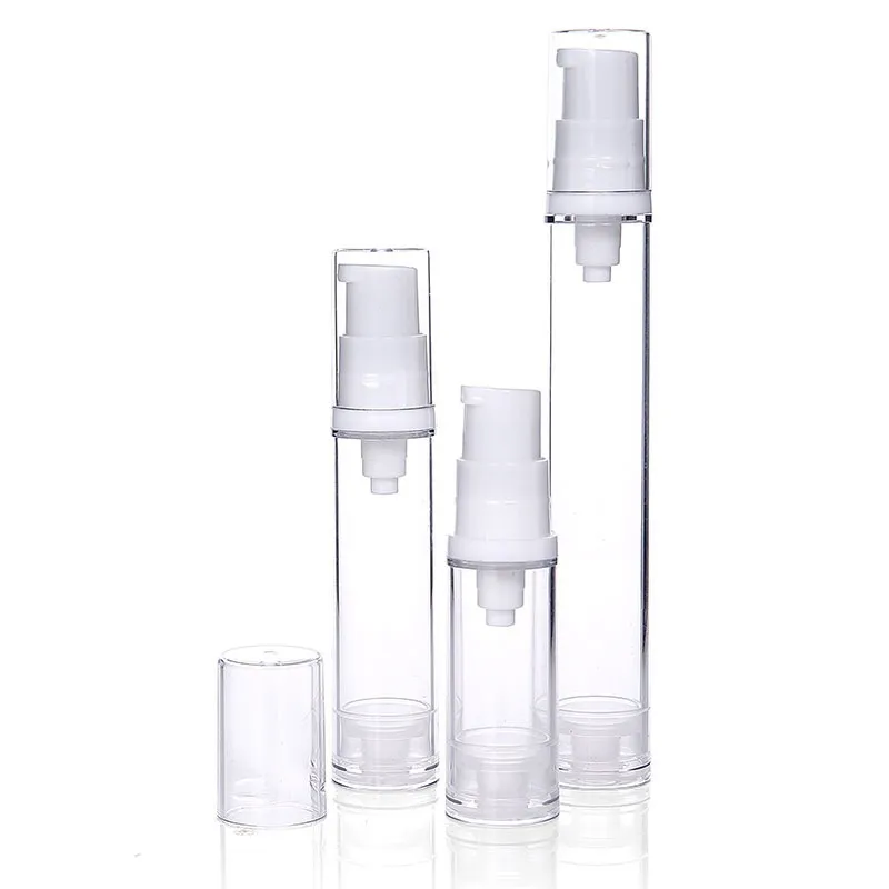 Hete Verkoop 5Ml/10Ml/15Ml Vacuüm Plastic Pompfles Voor Emulsie Essentie Draagbare Reisset Pers Emulsiefles