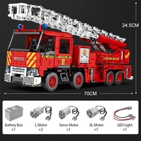 Reobrix 22005, Camión de Bomberos Mecánico Técnico de Ingeniería Urbana, Bloques de Construcción Electrónicos RC, Juego de Juguetes de Coche