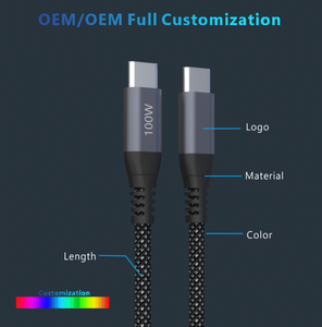 Chất lượng cao PD 100W ctoc nylon sạc nhanh 5A Cáp dữ liệu USB-C PD Loại-C Loại-C dây 100% nylon chất liệu linh hoạt dây - Product Image 3