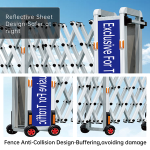 Barrera retráctil para control de multitudes, puerta de valla, aleación de aluminio, acordeón, VALLA DE CARRETERA - Product Image 2