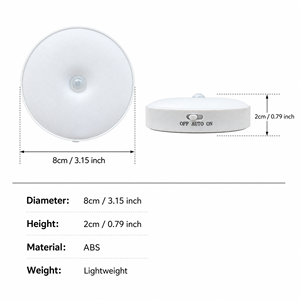 Round <b>LED</b> Night <b>Light</b> Cold White <b>Sensor</b> Control Battery Operated Magnetic Wall Lamp for Bedroom Minimalist Design - Product Image 4