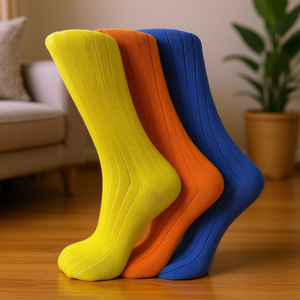 Chaussettes mi-mollet en coton pour femmes, décontractées, douces, respirantes, à imprimé floral, pour usage quotidien, 3 paires - Product Image 2