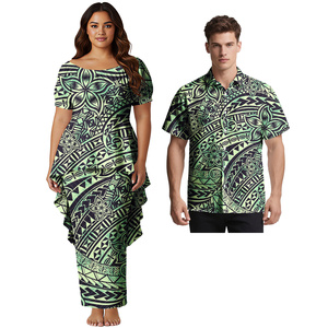 Chemise Aloha pour homme de haute qualité avec motif tribal personnalisé, robes polynésiennes haut de gamme pour femme, chemise samoane Puletasi, ensemble 2 pièces, costume de couple - Product Image 2