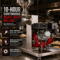 Machine à fabriquer du beurre de cacahuètes et de la pâte de sésame Horus QY-50 6.5HP à essence, en acier inoxydable de qualité alimentaire, capacité de 20-50 kg/h