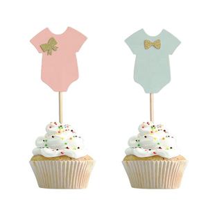 He ou She Boy ou Girl Cupcake Toppers paillettes Baby Shower Cupcake pick décoration pour les fournisseurs de révélation du sexe - Product Image 6