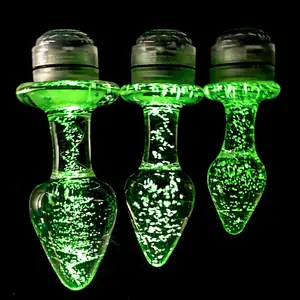 Beleuchtung Glas dildos Frauen masturbieren mit leuchtenden Kristallglas Griff Dildos tab für Erwachsene Frauen Sexspielzeug