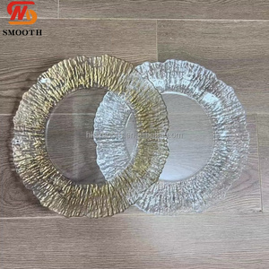 TOP Quality 13 Inch Transparent Round Glass Dishes Charger <b>Plate</b> Diamond Dinner <b>Plates</b> for Wedding Party Tableware - Product Image 2