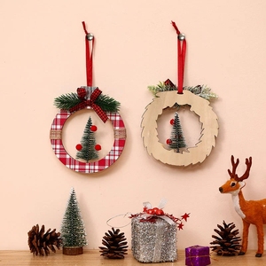 Decorazioni Natalizie con Ornamenti Rotondi a Quadretti, Insegna '<span class=keywords><strong>Buon</strong></span> <span class=keywords><strong>Natale</strong></span>' e Mini Statuette di Alberi per Villaggio Natalizio da Tavolo - Product Image 4