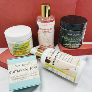Kit éclaircissant pour le corps et le visage Lotion pour le corps Crème pour le visage Savon gommage au café Ensemble blanchissant pour la peau noire