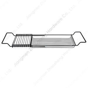 Plateau de baignoire télescopique réglable Shosho en maille métallique noire, simple couche, avec crochets, design minimaliste - Product Image 4