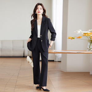 Women's Suit Set Solid Color Two Piece Wide Leg Pants Anti Wrinkle Casual Style Spring Autumn 2025 - Product Image 2