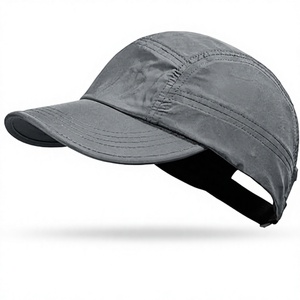 Casquette de sport unisexe grise à 6 panneaux, respirante, imperméable, en maille, avec fermeture auto-agrippante réglable, pour activités de plein air et usage décontracté - Product Image 1