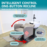 Fauteuil de lavage de cheveux moderne avec bac en céramique et lit de spa en cuir PU pour la coiffure