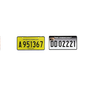 Placas de Matrícula de la República Dominicana Personalizadas <span class=keywords><strong>en</strong></span> Relieve, Placas de Aluminio para Automóviles Sublimables <span class=keywords><strong>en</strong></span> Blanco - Product Image 1