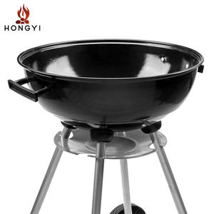 Barbecue rond au charbon de bois Hongyi en fonte avec chariot, portable pour l'extérieur, pour le jardin et le camping - Product Image 2