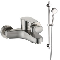 Ensemble de robinetterie de douche murale moderne en acier inoxydable SUS 304 avec mitigeur de baignoire, douchette à main, rail de douche, bec de baignoire et ensemble de douche pluie pour salle de bain