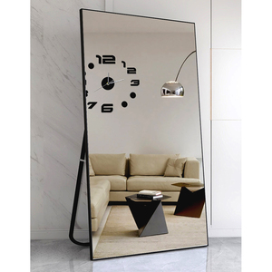 Custom Wholesale LONGWEI Big <strong>Gold</strong> Black Aluminium Alloy Framed Full Length Long Oversize <strong>Rectangular</strong> Modern Stylish <strong>Mirror</strong> - Product Image 2