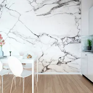 Panel de pared estriado de PVC para interiores de 4X8 pies, tablero de Pvc blanco e impermeable, blanco con vetas negras y lámina de mármol UV gris