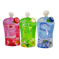 Pochettes à fermeture éclair compostables imprimées en gravure personnalisée, 100 ml, 250 ml, 350 ml, emballage de jus avec bec verseur, matériau PE personnalisé