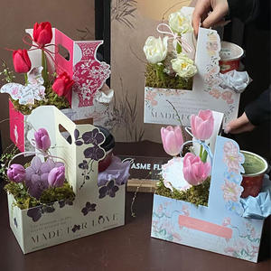 Caja de Regalo Floral para Café, Caja de Regalo Floral para Té con Leche, Caja de Empaque, Bolso para Flores Frescas, Caja para <span class=keywords><strong>Arreglos</strong></span> Florales - Product Image 3