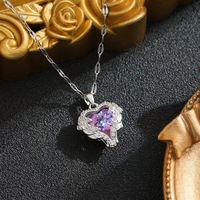 Collar con Colgante de Zirconia en Forma de Corazón Oceánico, de Moda y en Oferta, con Alas Coloridas, Cadena de Eslabones Chapada en Oro, de Acero Inoxidable para Mujer, Marca LUOYUNE