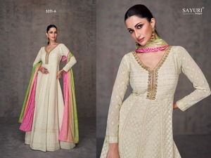 นักออกแบบคุณภาพสูงFaux Georgette Salwar KameezชุดAnarkaliพร้อมงานเย็บปักถักร้อยผ้าฝ้าย - Product Image 2