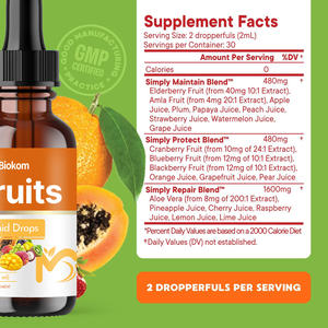 Supplément de gouttes liquides pour fruits et légumes 60ml L'équilibre minéral <span class=keywords><strong>multi</strong></span>-vitamines des fruits et légumes soutient les niveaux d'énergie - Product Image 2