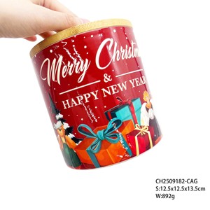 Joli pot à biscuits de Noël en céramique, contenants de cuisine, couvercles en <span class=keywords><strong>bois</strong></span> amovibles, étanches, durables, écologiques, forme cylindrique - Product Image 6