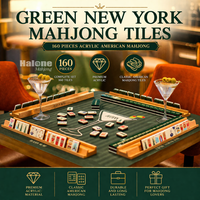 Jeu de tuiles de Mahjong américain complet, 166 pièces, blancs avec dos colorés, pions, supports, tapis et dés, parfait pour les débutants