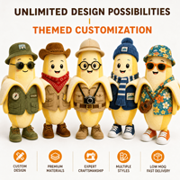 Peluche mascotte banane personnalisée ODM, commande en gros, peluche personnalisée avec logo, jouet en peluche doux, vente en gros, cadeau promotionnel