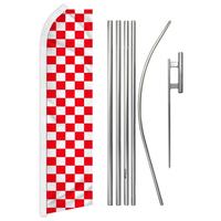 Drapeau Swooper de bannière de course à carreaux noir et blanc de taille personnalisée pour les fournitures de fête d'anniversaire de voiture de course