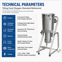 Commerciële industriële automatische voedselhakselaar, groente- en fruitpers, mixer, blender, 220V, voor restaurantgebruik