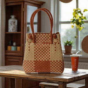 Vente en gros SCB-0043M Sembagi sac tissé unique fait à la main pour femmes de qualité supérieure en plastique recyclé coloré écologique taille M - Product Image 2